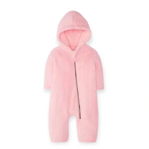 NEW Hanna Andersson Baby Zip One Piece In Marshmallow Pink hooded 6-12 months